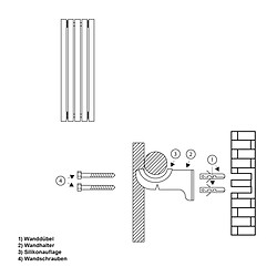 Acheter ECD Germany Sèche-Serviettes Stella Non Électrique - 480 x 1400 mm - Blanc - Connexion Central - avec Kit de Raccordement au Sol et Thermostat - Design Panneau Plat - Radiateur Salle de Bain