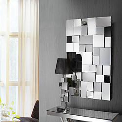 Vivenla Miroir mural argenté design effet 3D L.80 x P. 3 x H. 120 cm collection Contend pas cher