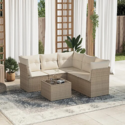 vidaXL Salon de jardin avec coussins 6 pcs beige résine tressée 