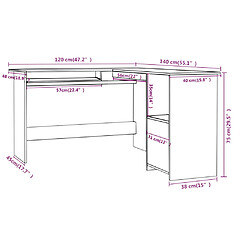 vidaXL Bureau d'angle en forme de L Noir 120x140x75cm bois ingénierie pas cher