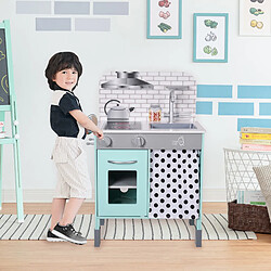 Cuisine enfant en bois hauteur réglable jeux de rôle imitation garçon fille bleu blanche Teamson Kids TD-13554B