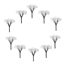 10xModel Railway Miniature Winter White Flower Arbres Modèle Train Arbres 6.5cm pas cher