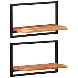 vidaXL Étagères murales 2 pcs 60x25x35 cm Bois d'acacia et acier