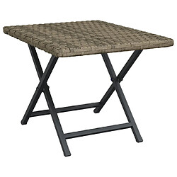 vidaXL Table pliable gris 45x35x32 cm résine tressée