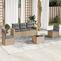 vidaXL Salon de jardin avec coussins 6 pcs beige résine tressée 