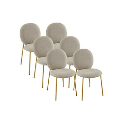 Lot de 6 chaises en tissu et métal doré - Beige - ASTRENA de Pascal Morabito