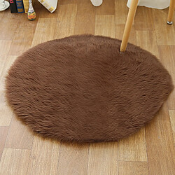 LUUCOZK Tapis moelleux en fausse fourrure Tapis à poils longs pour chambre à coucher Salon-Café-20cm de diamètre