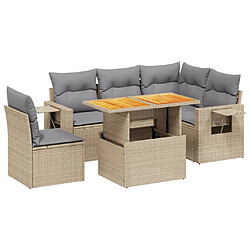 vidaXL Salon de jardin avec coussins 6 pcs beige résine tressée