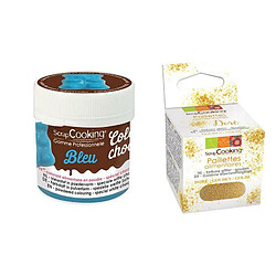 Scrapcooking Colorant alimentaire liposoluble bleu + paillettes dorées 