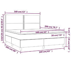 Acheter vidaXL Sommier à lattes de lit matelas et LED Gris clair 160x200 cm