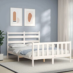 Maison Chic Cadre/structure de lit avec tête de lit pour adulte - Lit Moderne Chambre blanc 120x200 cm bois massif -MN85697