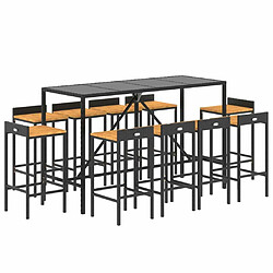 Avis Maison Chic Table de bar et chaises d'extérieur 11 pcs,Ensemble de bar de jardin pour relax noir poly rotin/bois massif acacia -GKD381100