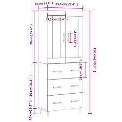 vidaXL Buffet haut Sonoma gris 69,5x34x180 cm Bois d'ingénierie pas cher