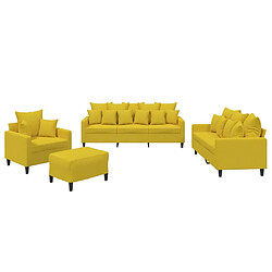 vidaXL Ensemble de canapés 4 pcs avec coussins Jaune Velours