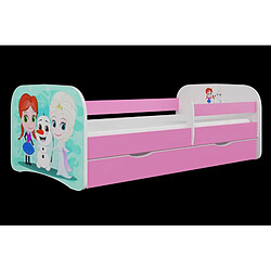 Lit Babydreams pays des merveilles rose avec un tiroir sans matelas 140/70 