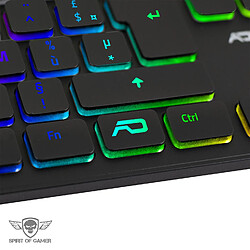 Spirit Of Gamers Clavier gamer ultra plat rétro éclairé RGB - Touches silencieuses