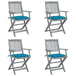 Maison Chic Lot de 4 Chaises pliables d'extérieur avec coussins | chaises de jardin | Fauteuil Relax Bois d'acacia -GKD12321