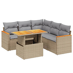 vidaXL Salon de jardin avec coussins 6 pcs beige résine tressée