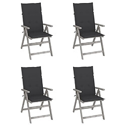 Maison Chic Lot de 4 Chaises inclinables de jardin - Fauteuil d'extérieur avec coussins Bois d'acacia -MN47215