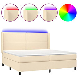 vidaXL Sommier à lattes de lit matelas LED Crème 200x200 cm Tissu