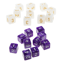 20 pièces six faces dés d6 pour jouer à d u0026 d rpg party game blanc et violet