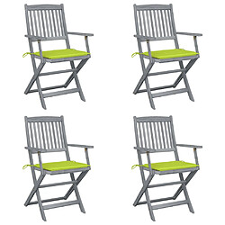 vidaXL Chaises pliables d'extérieur lot de 4 et coussins Bois d'acacia