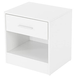 ML-Design 2x Table de chevet meuble de nuit commode à coucher chambre blanc avec 1 tiroir