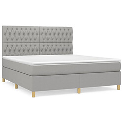 vidaXL Sommier à lattes de lit avec matelas Gris clair 180x200cm Tissu