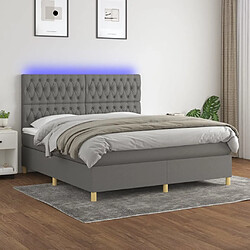 vidaXL Sommier à lattes de lit et matelas et LED Gris foncé 180x200 cm 