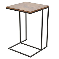 Decoshop26 Table d'appoint porte fleurs intemporelle cadre en acier plateau en plastique noir/marron TABA05122