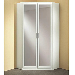 Inside 75 Armoire rangement angle LAVAL blanc 2 portes miroirs