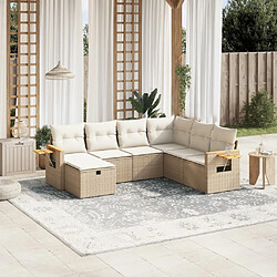 Maison Chic Salon de jardin avec coussins 7 pcs, Ensemble Tables et chaises de jardin, beige résine tressée -GKD677081