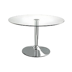 Vente-Unique Table à manger ronde NOLAN - 2 personnes - Verre trempé & métal chromé