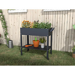 Vente-Unique Jardinière sur pied à roulettes en acier anthracite - L90,5 x P43 x H83 cm - MELISSE 