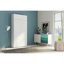 Inside 75 Armoire lit escamotable DYNAMO blanc mat ouverture assistée couchage 90*200 cm