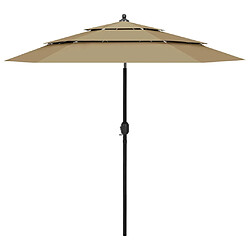 ComfortXL Parasol à 3 Niveaux Avec Mât En Aluminium Taupe 2,5 M 