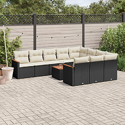 Maison Chic Salon de jardin 11 pcs avec coussins | Ensemble de Table et chaises | Mobilier d'Extérieur noir résine tressée -GKD59774