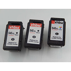 vhbw 3x Refill Cartouches pour imprimante en lot pour Canon Pixma MG2455, MG2550, MG2555, MG2900, MG2950, MX495 comme CL-546XL, PG-545XL. 