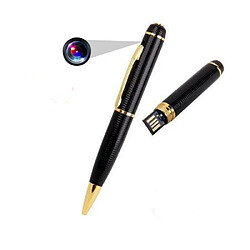 Yonis Stylo caméra espion Stylo Bille Luxe Caméra Cachée Dictaphone Microphone Espion HD USB Noir Dorée YONIS