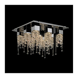 Luminaire Center Suspension en cristal Larix Chrome, métal