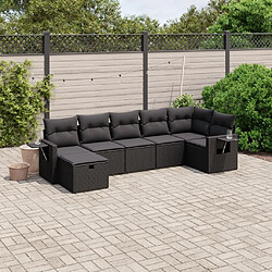 Maison Chic Ensemble Tables et chaises d'extérieur 7pcs avec coussins,Salon de jardin noir résine tressée -GKD876103