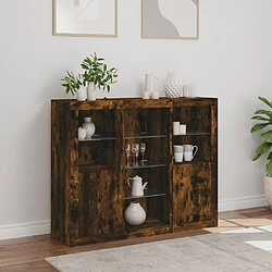 Acheter Maison Chic Lot de 3 Commode Buffet - Meuble de rangements avec lumières LED chêne fumé bois d'ingénierie -GKD60288