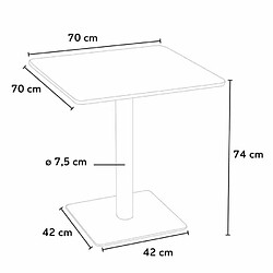 Grand Soleil Table carrée 70x70 plateau effet bois avec 2 chaises colorées Paris Melon - Beige pas cher