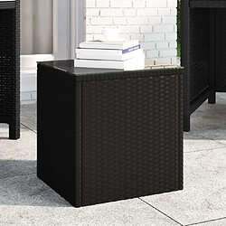 vidaXL Table d'appoint noir 40x37x40,5 cm poly rotin et verre trempé