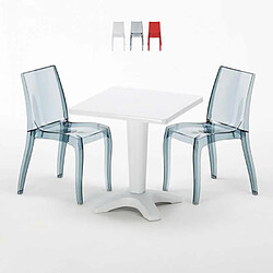 Grand Soleil Table bistrot et 2 chaises colorées poly