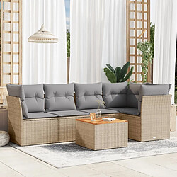 vidaXL Salon de jardin avec coussins 6 pcs beige résine tressée 