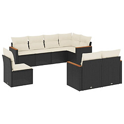 vidaXL Salon de jardin 8 pcs avec coussins noir résine tressée