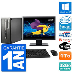 PC Tour HP EliteDesk 800 G1 Ecran 22" G3220 RAM 32Go Disque 1To Windows 10 Wifi - Occasion