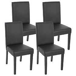 Decoshop26 Lot de 4 chaises de salle à manger synthétique noir mat pieds foncés CDS04135