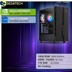 Sedatech PC Gamer • Intel i7-12700KF • RTX4060Ti • 16Go DDR5 • 1To SSD M.2 • sans OS